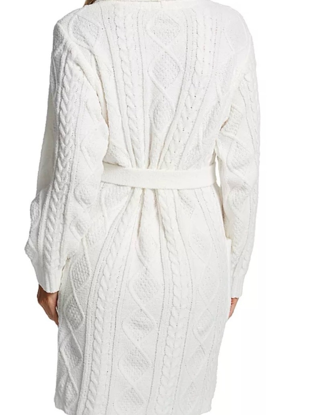 PJ Salvage Chenille Cable Knit Robe Ivory Belted Large - Picture 4 of 14